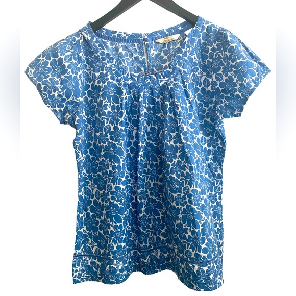 Bob Timberlake Tops - Bob Timberlake Women’s Blouse Large Floral Blue 100% Cotton Pleated Lightweight